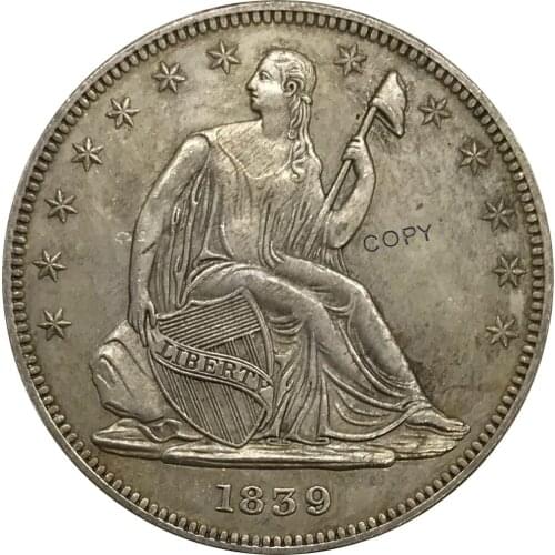 1839 United States Half Dollar Liberty Seated No Motto Above Eagle Drapery From Elbow Cupronickel Plated Silver Copy Coin