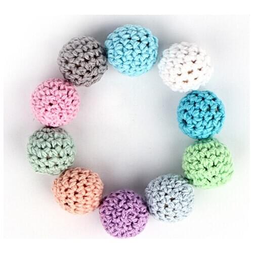 30Pcs Wooden Beads 20mm Crochet Bead Wooden Teether Baby Toys Baby Teethers BPA Free Wooden DIY Beads For Pacifier Chain