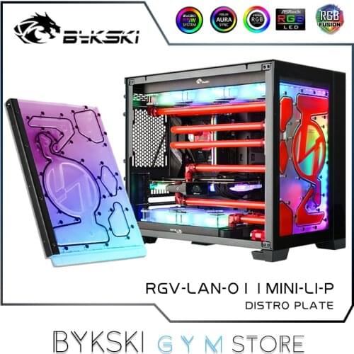 Bykski Distro Plate For LIAN LI O11 Dynamic Mini Case, Front Panel Cooling Loop Solution, 12V/5V RGB SYNC, RGV-LAN-O11MINI-LI-P