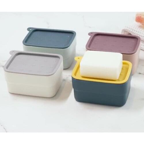 Household Kitchen Portable Soap Box Case Waterproof Moisture-proof Soap Storage Box With Sponge Can Be Used As A Brush