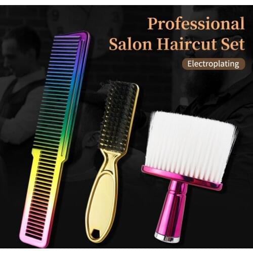 CestoMen 2Pcs Hair Styling Accessories Tools Beard Brush Comb Barber Neck Comb Professional Salon Hairdressing Set For Men