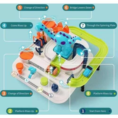 Children Adventure Toy Car Adventure Rush Through Customs Game Kids Track Railway Car Combination Inertia Train Control Tower To