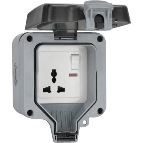UK/EU Plug Electrical Wall Socket Outdoor Waterproof Dust-proof Power Outlet