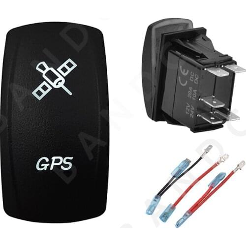 GPS Rocker Switch 5P ON-OFF SPST White Led Lights Push Switch for Car Boat ARB RV SUV Van Bus,Jumper Wires,Auto Accessories