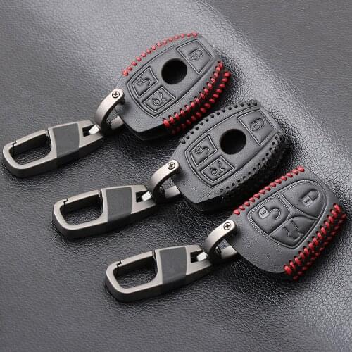 Leather Car Key Case Key Holder For Mercedes Benz AMG W203 W210 W211 W124 W202 W204 W205 W212 A B C E S R GLE CLA GLC GLA Class
