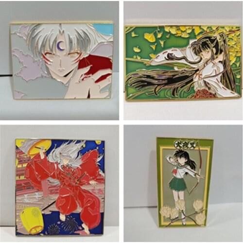 Cosmile Inuyasha Sesshoumaru Kikyo Higurashi Kagome Metal Badge Rotate Brooch Pins Button Bag Decorate Cosplay Gift Limited