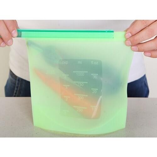 100pcs/lot 1000ml Reusable Silicone bags Vacuum Food Fresh Bags Wraps Fridge Storage Container Refrigerator Bag Smell Proof Bags