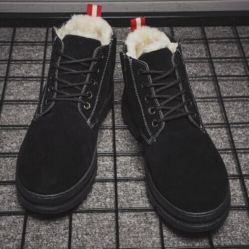 2020 mens winter snow boots fur ankle boots mens casual shoes high quality plush mens outdoor retro style work shoes