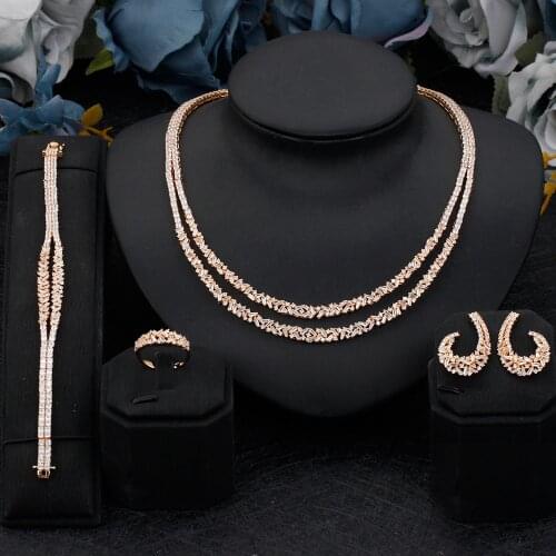 Special Design Simple Women Jewelry Set 4 PCS Cubic Zirconia High Quality Saudi Arabia Bridal Wedding Jewellery Accessories