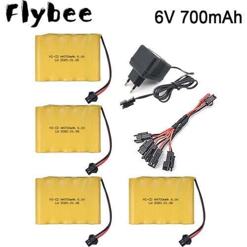 6v battery for RC car AA 700MAH NICD battery for RC toys car RC Tanks Trucks Robots Guns 6v Rechargeable Battery Pack + charger