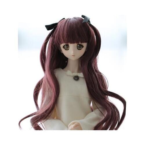 NEW 1/3 9-10inch BJD DOLIFE Wig Sky Red wine Long Wavy Girl Wig