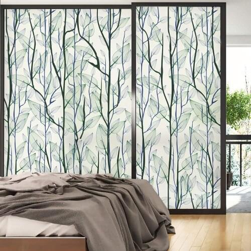 Window Film Privacy Tree Non Adhesive Glass Sticker UV Blocking Heat Control Window Coverings Window Tint for Homedecor