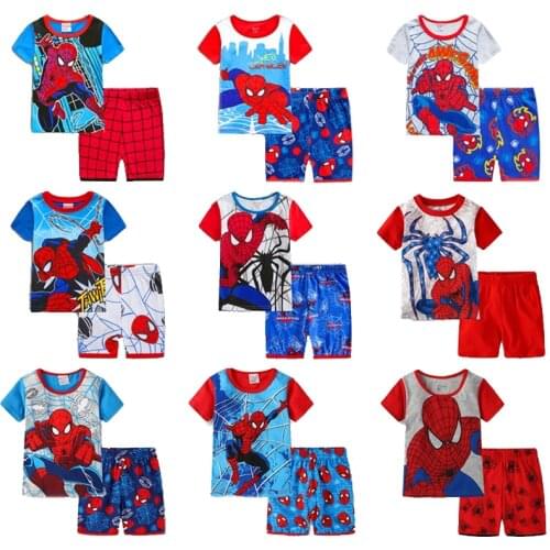 Kids Clothes Boys Cartoon Spiderman Iron Man Mickey Mouse Toddler Boy Clothes Child Sets 2 Piece Sets for Kids Pajama Set