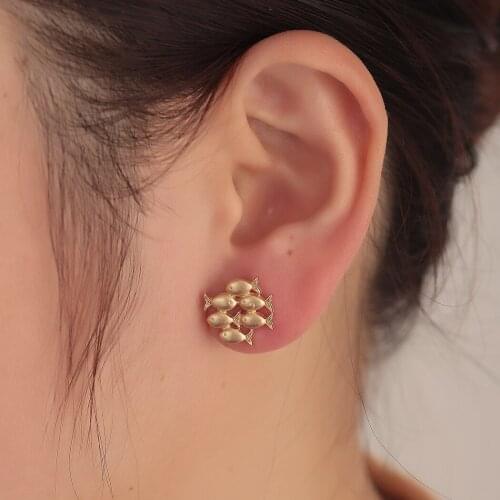 Swimming Fish Earrings For Women Girl Cartoon Funny Fishes Animal Cute Bronics Graceful Joker Party Gift Decor