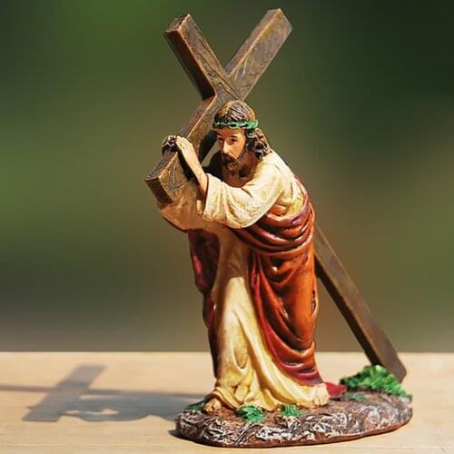 Car Ornament Resin Cross Crucifix Jesus Statue Figurine Christian Automobiles Dashboard Decoration Furnishing Accessories Gift