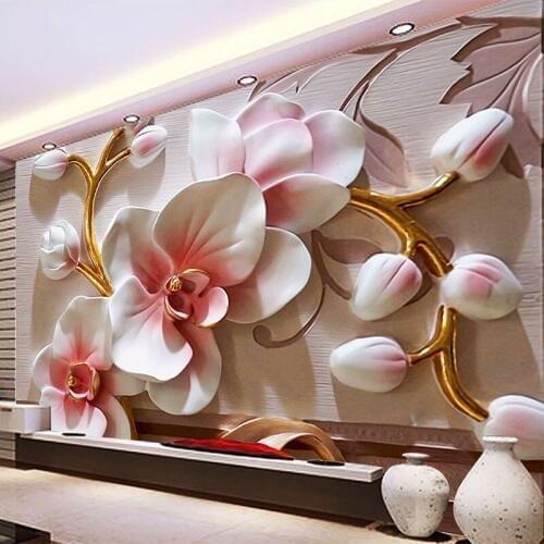 Custom Photo Wallpaper 3D Stereo Relief Phalaenopsis Modern Fashion Floral Decorative Wall Painting Papier Peint Mural Wallpaper