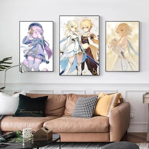 Genshin Impact Poster Hd Game Anime Figure Canvas Painting Wall Art Prints Girl Dorm Picture Living Room Bedroom Home Decoration