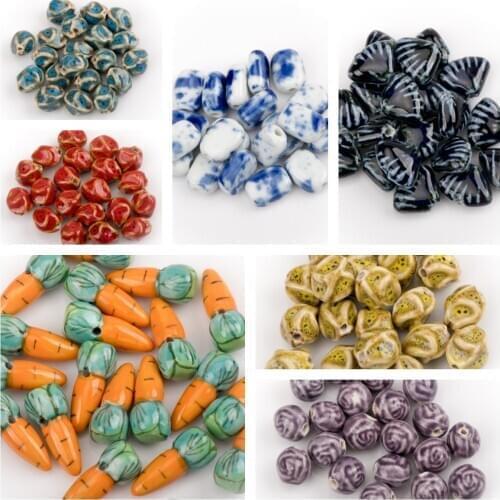 20pcs Various Styles Flower Shaped Beads Dumpling Shape Beads Materials Manual Accessories Diy Necklace #5339