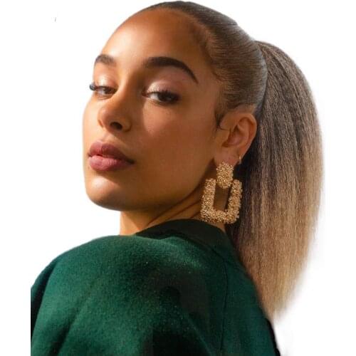 Drawstring Ponytail Hair Extension Clip Synthetic Afro Kinky Straight Ponytail Hairpieces Faux Kinky Blow Out Ponytail