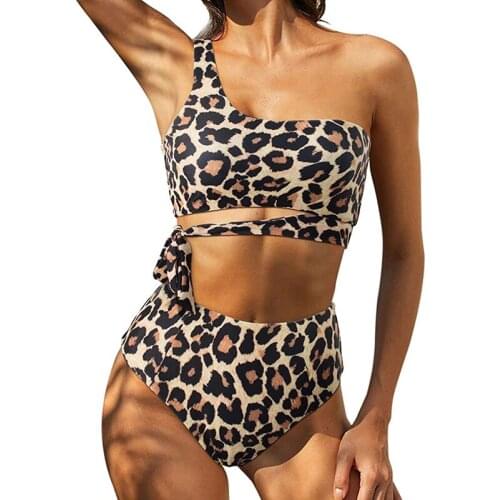 Bikini 2022 Swimsuit Women Push Up Bikinis Set Sexy One Shoulder Beachwear Summer Leopard Bathing Suit High Waist Swimwear Women