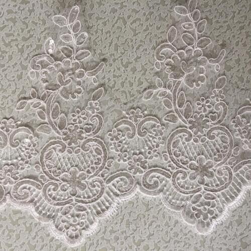 1Yard Delicate Width 26cm New Style Sequin Fabric Polyester Sewing French DIY Craft Lace Trim Sew On Lace Appliques YYN515