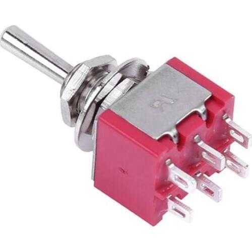 10Pcs Red 6 Pin 3 Position Momentary (ON)-OFF-(ON) Automatic return Toggle Switch AC 125V/6A 250V/3A