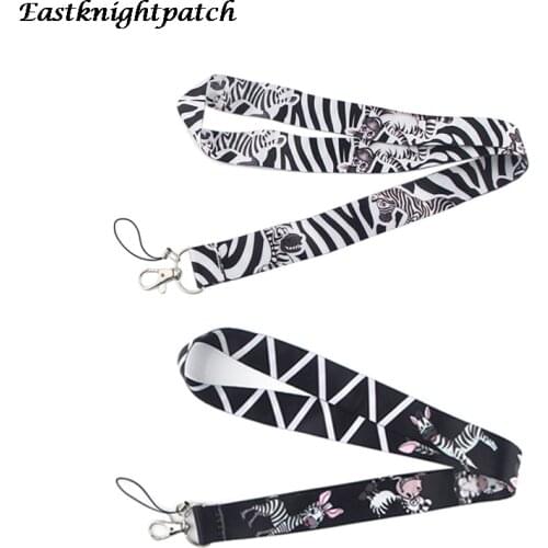 12pcs/lot E2627 Cartoon Zebra Animals Neck Strap Cell Phone Lanyard For Keys ID Card Necklace Keychain Kids Lanyard