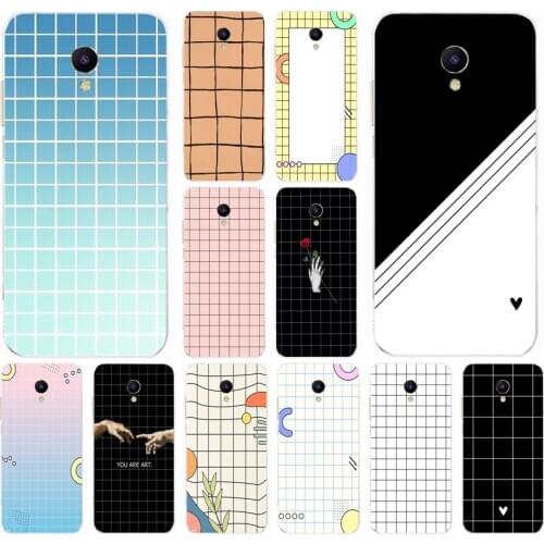 16AS Black white checkered stripe Soft Silicone Back Cover Case for Meizu M5 M5C M5S Note M8 Lite X8 cover funda