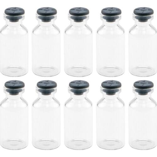 18*40*7mm 5ml Glass Vials Bottles with Silicone Stopper Mini Bottles Jars Injection Vials Rubber Stopper Liquid Leakproof 100pcs
