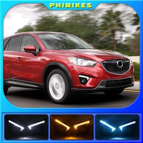 2PCS 12V led car drl daytime running lights with fog lamp hole for Mazda cx-5 cx5 cx 5 2012 2013 2014 2015 2016