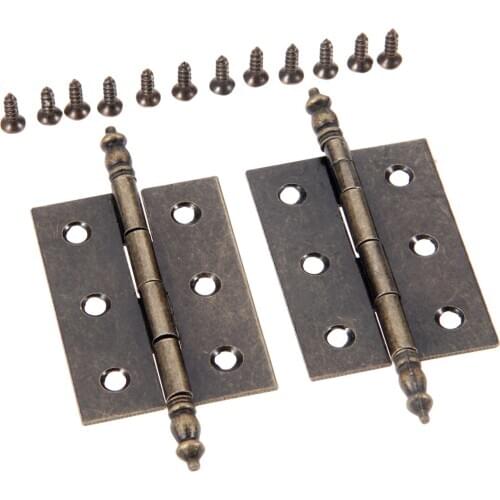 2pcs Crown Head Hinges 6 holes Antique Bronze 55mm*39mm Vintage Jewelry Box Gift Decor Door Cabinet Cupboard Furniture Hardware