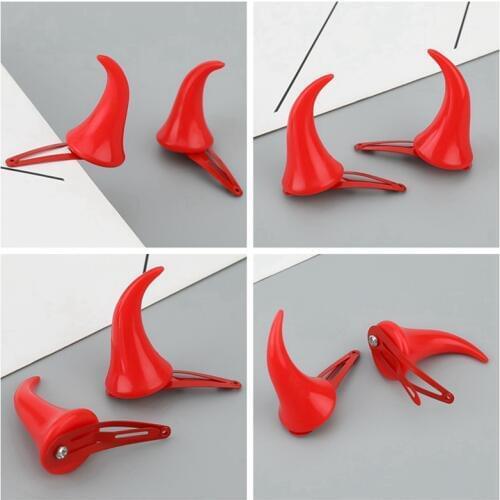 2Pcs/Set Women Chic Halloween Stereo Devil Horns Ears Clip Hairpin Hair barrettes New