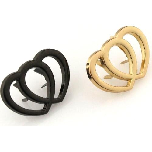 2pcs Metal Double Heart Buckle Fashion Clip Buckle for Leather Craft Bag Strap Belt Handle Shoulder Garments Shoes Accessories