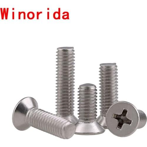 316 Stainless Steel Screw Countersink Screw GB819 Flat Head Cross Slot Screw Extension Bolt M2-M6 50PCS