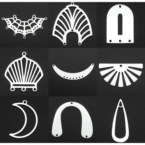 5pcs/lot 100% Stainless Steel Geometric diy Earring Findings Moon Connector Charm Wholesale OEM Order Accepted Factory Price