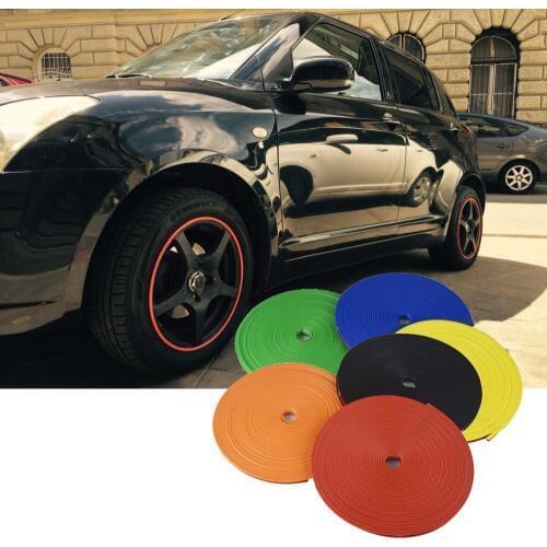 8M/Roll Car Wheel Protector Hub Sticker Decorative Styling Strip Rims For BMW E46 E39 For VW Golf MK5 MK6 MK7 For Peugeot 308