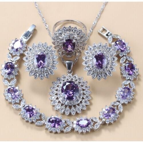 925 Silver Bridal Jewelry Sets Natural Crystal Famous Sunflower Clip Earrings And Necklace Wedding Sets Bracelet Ring Costume