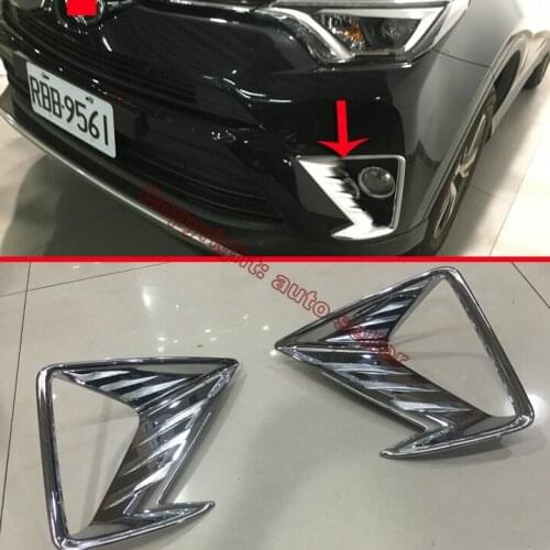 ABS Chrome Front Fog Light Lamp Cover Trim big For Toyota RAV4 2016 2017