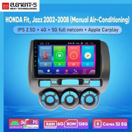 ELEMENT-5 9" 2G+32G Android 10 4G WIFI RDS DSP Car Radio For HONDA Fit, Jazz 2002-2008 (Manual) Navigation GPS HIFI