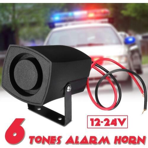 VEHEMO 6 Sound Loud Car Warning Alarm Police Fire Siren Air bugle PA Speaker 12V 100W Air Horn Siren Security Alarm