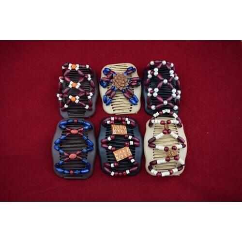 Burgundy Maroon series magic comb beads wooden accessory 50pcs/lot work lady hair accessory dignity free shipping