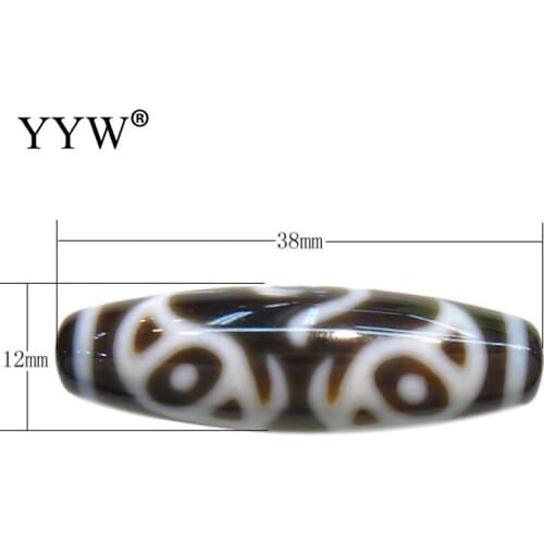 Natural Tibetan Agates Onyx Dzi Beads For Diy Jewelry Making Oval Japan Eight Pattern & Two Tone 38x12x2.50mm Hole:Approx 2mm
