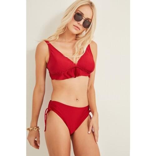 C & City Women Rallying Frilly Bikini Suit 3007 Red