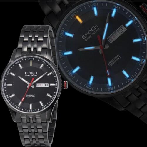 EPOCH Men Watch Top Luxury Brand Mens Tritium Watches T25 Luminous Business Quartz Wristwatch 50M Waterproof Sapphire Week Date