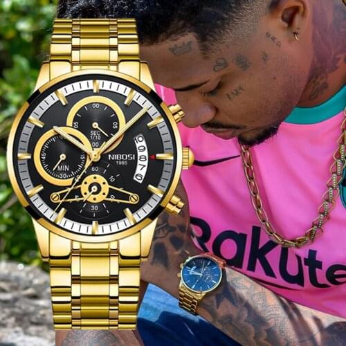 NIBOSI Fashion Luxury Brand Mens Watch Wristwatches Military Sport Waterproof Luminous Auto Date Quartz WatchRelogio Masculino