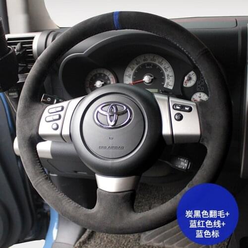 DIY hand-stitched steering wheel cover fit for Toyota Reiz Levin Highlander Corolla Avalon suede handle cover