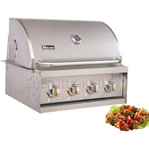 Home Embedded Barbecue Furnace Outdoor Stainless Steel Villa Gas Charcoal Dual Purpose Barbecue Stove Liquefied Burn Grilled