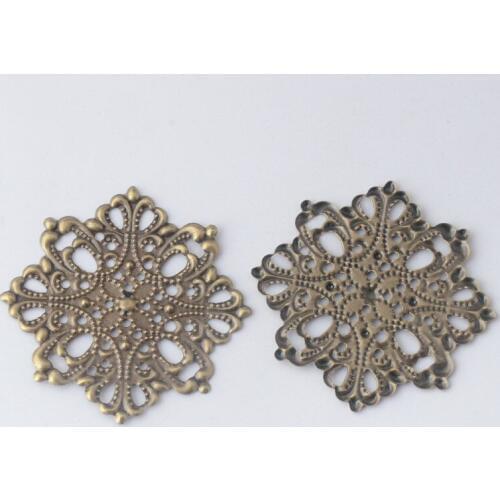 MIAOCHI Retail 10Pcs Bronze Tone Filigree Wraps Flower Connectors Gift Decoration DIY Findings 4.4x4.4cm F0352