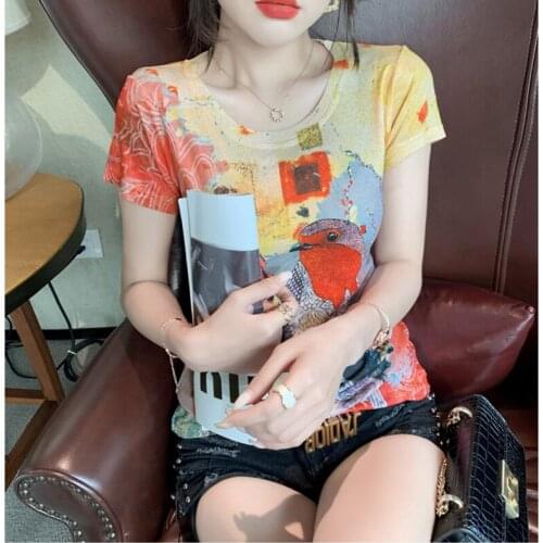 GGRIGHT Poleras Mujer Tshirt Femme 2021Fashion Printing T Shirt Women Cotton Slim T-Shirt Woman Summer Camiseta Feminina Casual