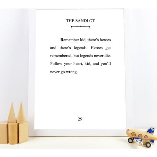 The Sandlot Literature Typography Wall Art Canvas Painting Minimalism Poster and Print Wall Picture for Living Room Home Decor